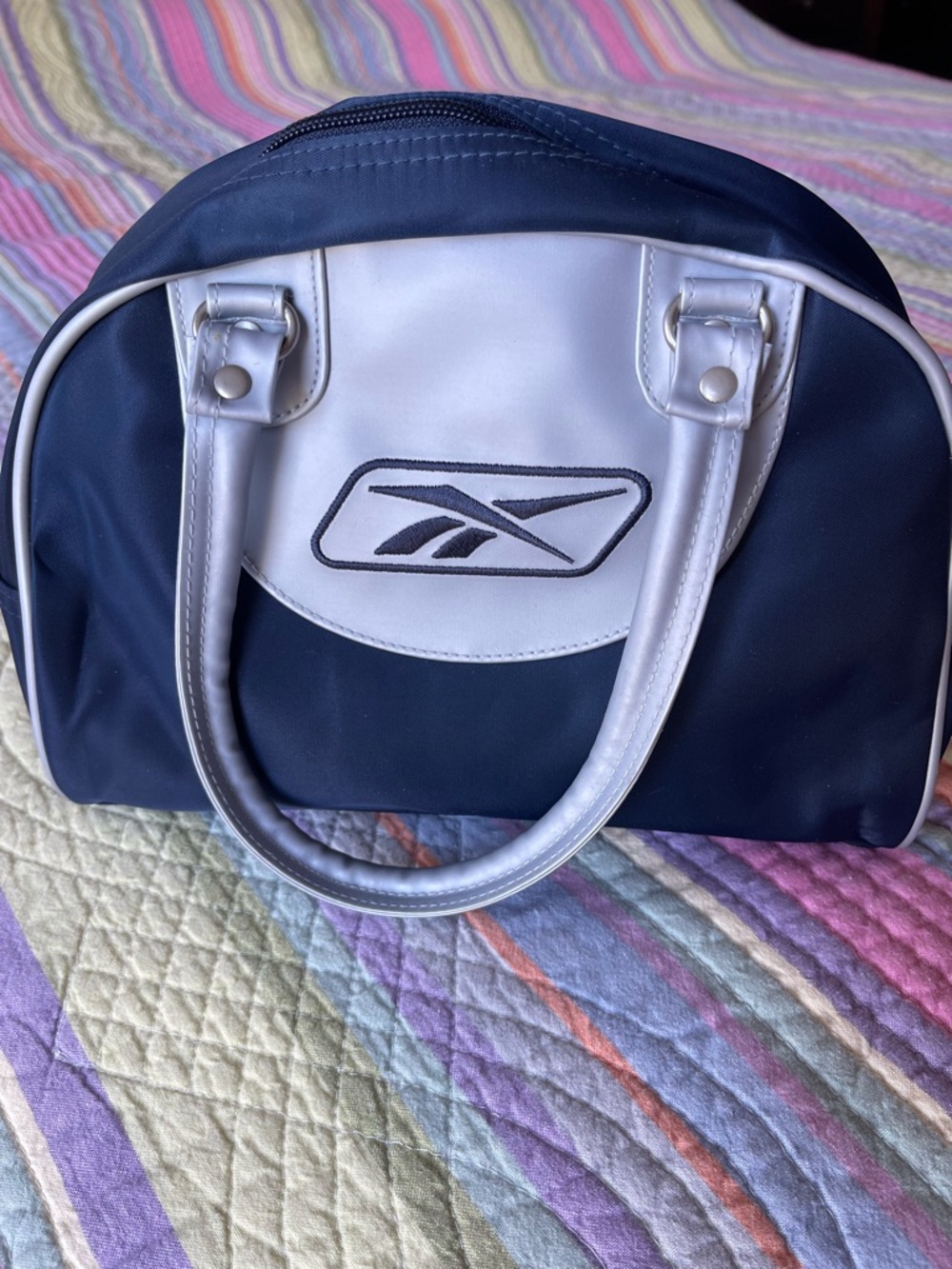 Reebok Navy and White Bowler Bag